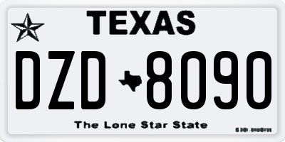 TX license plate DZD8090