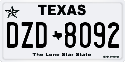 TX license plate DZD8092