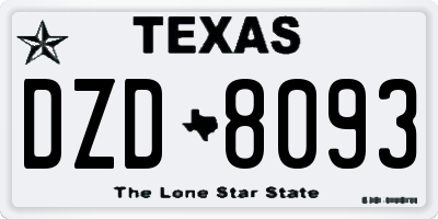 TX license plate DZD8093