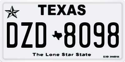 TX license plate DZD8098