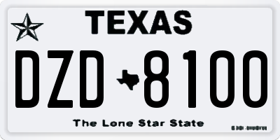 TX license plate DZD8100