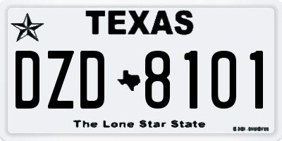 TX license plate DZD8101