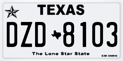 TX license plate DZD8103