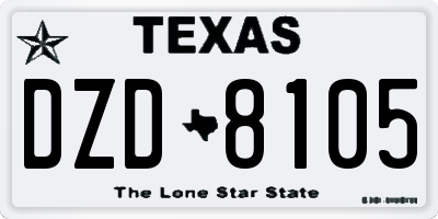 TX license plate DZD8105