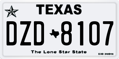 TX license plate DZD8107