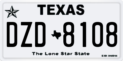 TX license plate DZD8108