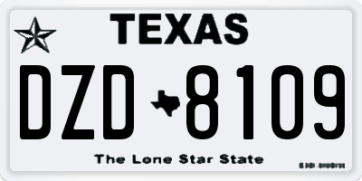 TX license plate DZD8109