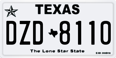 TX license plate DZD8110
