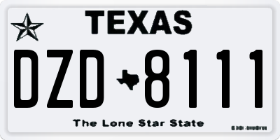 TX license plate DZD8111