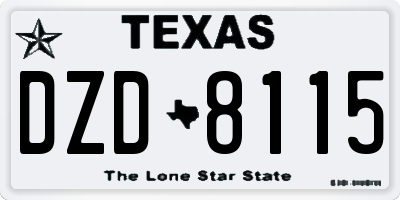 TX license plate DZD8115