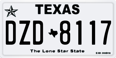 TX license plate DZD8117