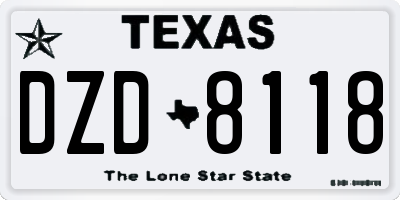 TX license plate DZD8118