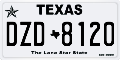 TX license plate DZD8120