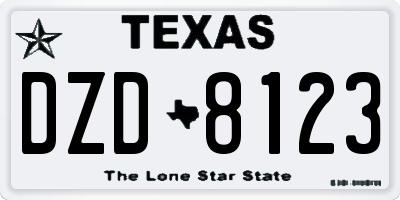 TX license plate DZD8123