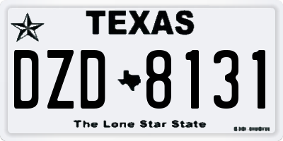 TX license plate DZD8131