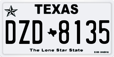 TX license plate DZD8135