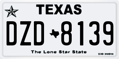 TX license plate DZD8139
