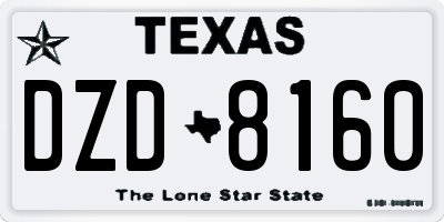 TX license plate DZD8160