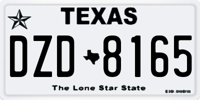 TX license plate DZD8165