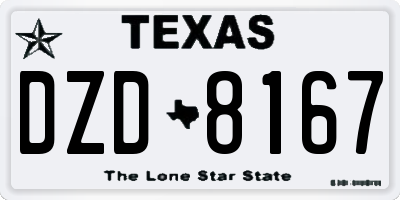 TX license plate DZD8167