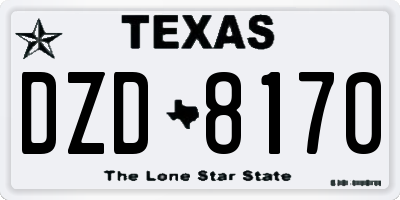 TX license plate DZD8170