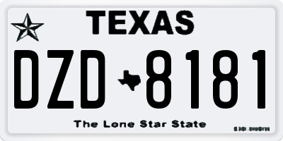 TX license plate DZD8181