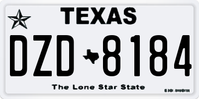TX license plate DZD8184
