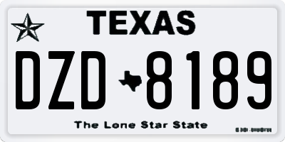 TX license plate DZD8189