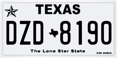 TX license plate DZD8190