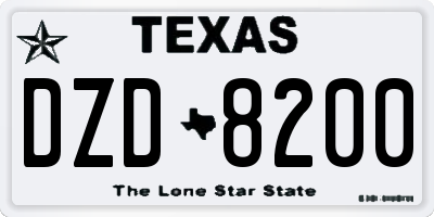 TX license plate DZD8200
