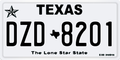 TX license plate DZD8201