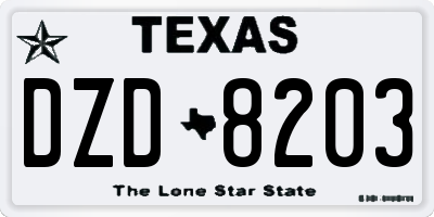 TX license plate DZD8203