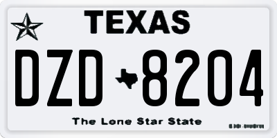 TX license plate DZD8204