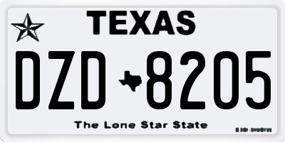 TX license plate DZD8205