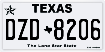 TX license plate DZD8206