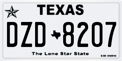 TX license plate DZD8207