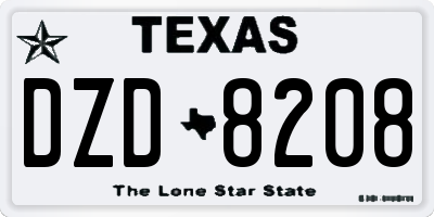 TX license plate DZD8208
