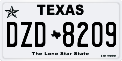 TX license plate DZD8209
