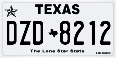 TX license plate DZD8212