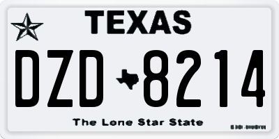 TX license plate DZD8214