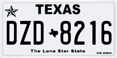 TX license plate DZD8216