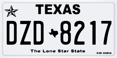 TX license plate DZD8217