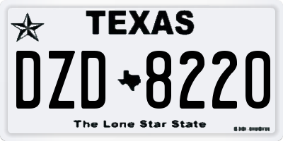 TX license plate DZD8220
