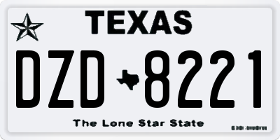TX license plate DZD8221