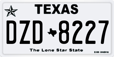 TX license plate DZD8227