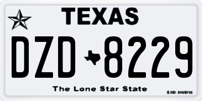 TX license plate DZD8229