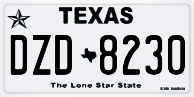 TX license plate DZD8230