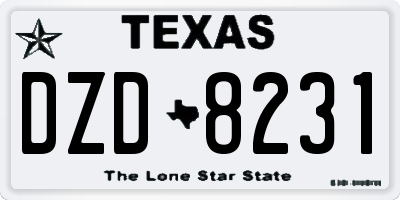 TX license plate DZD8231