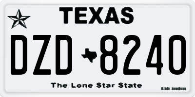 TX license plate DZD8240