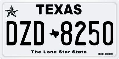 TX license plate DZD8250